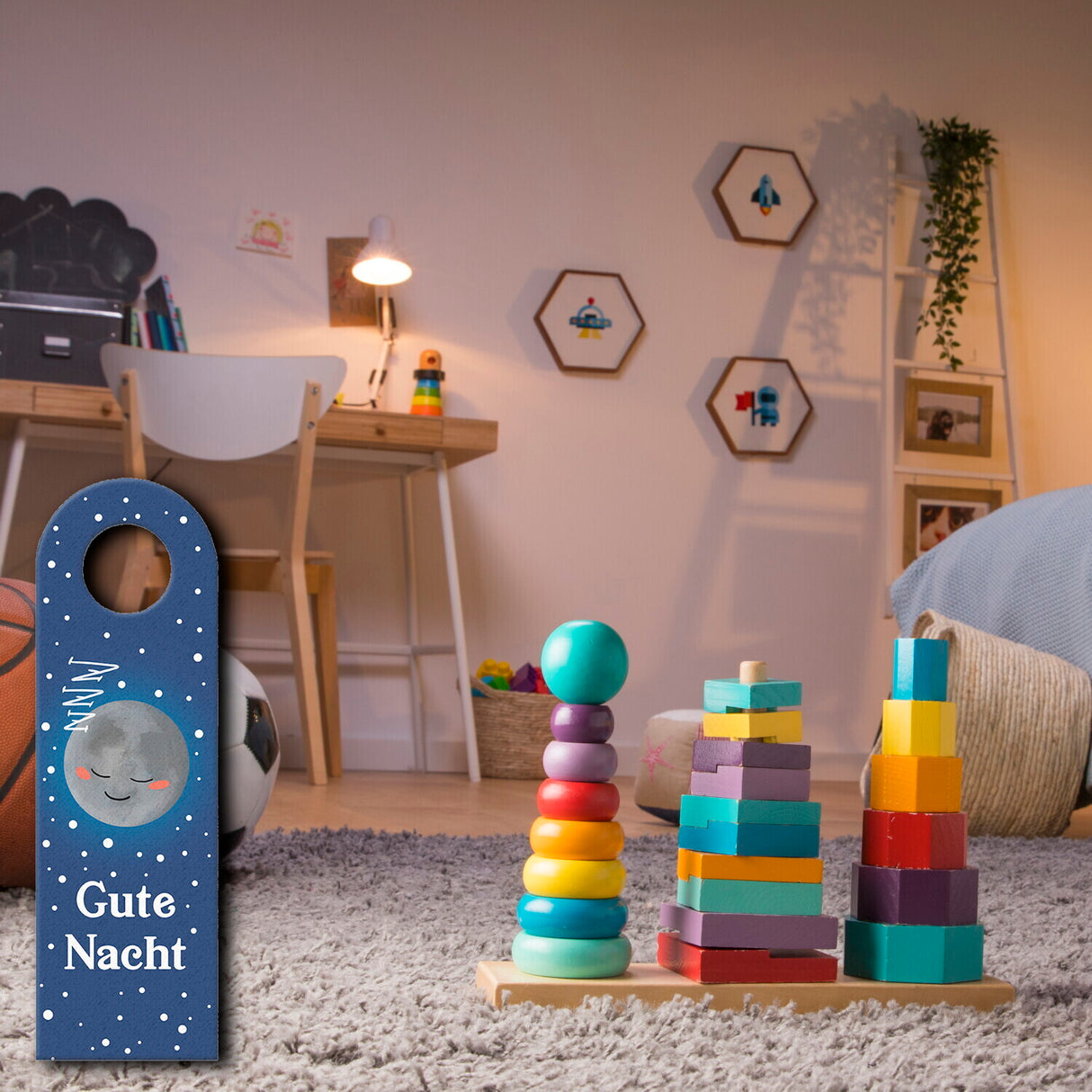Gute Nacht - guten Morgen Mond und Sonne Türhänger