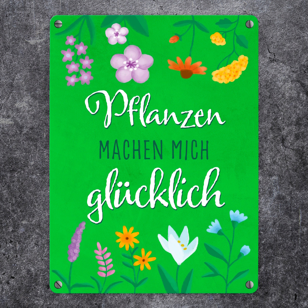 Pflanzen machen mich glücklich Metallschild für Gartenfreunde