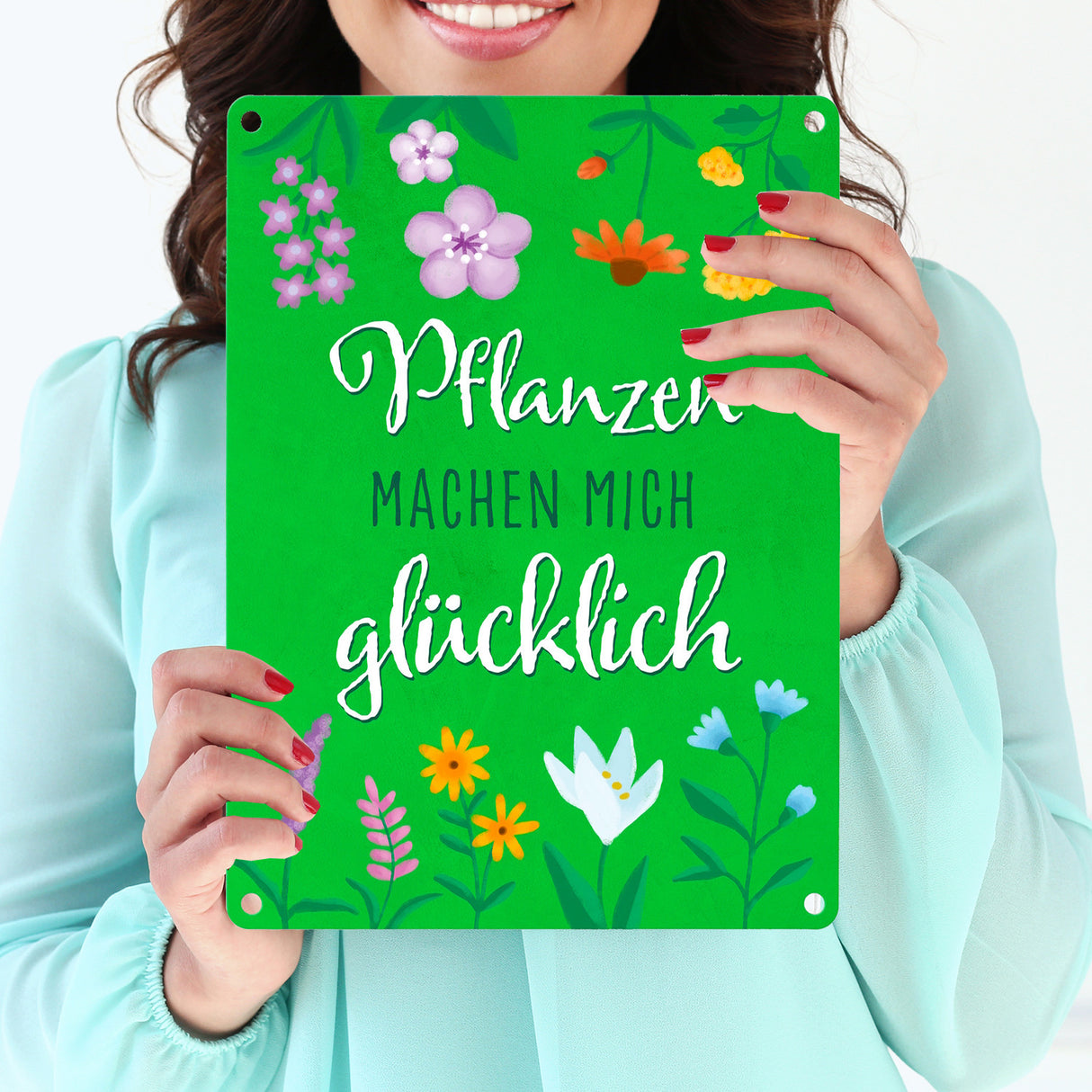 Pflanzen machen mich glücklich Metallschild für Gartenfreunde