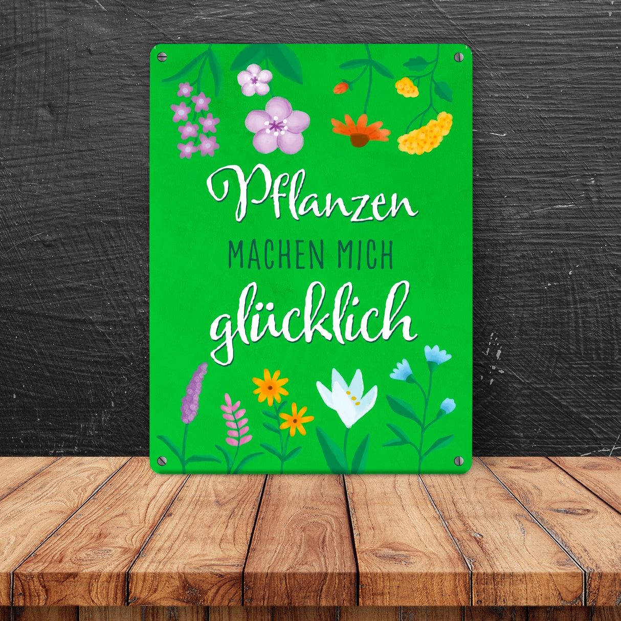 Pflanzen machen mich glücklich Metallschild für Gartenfreunde