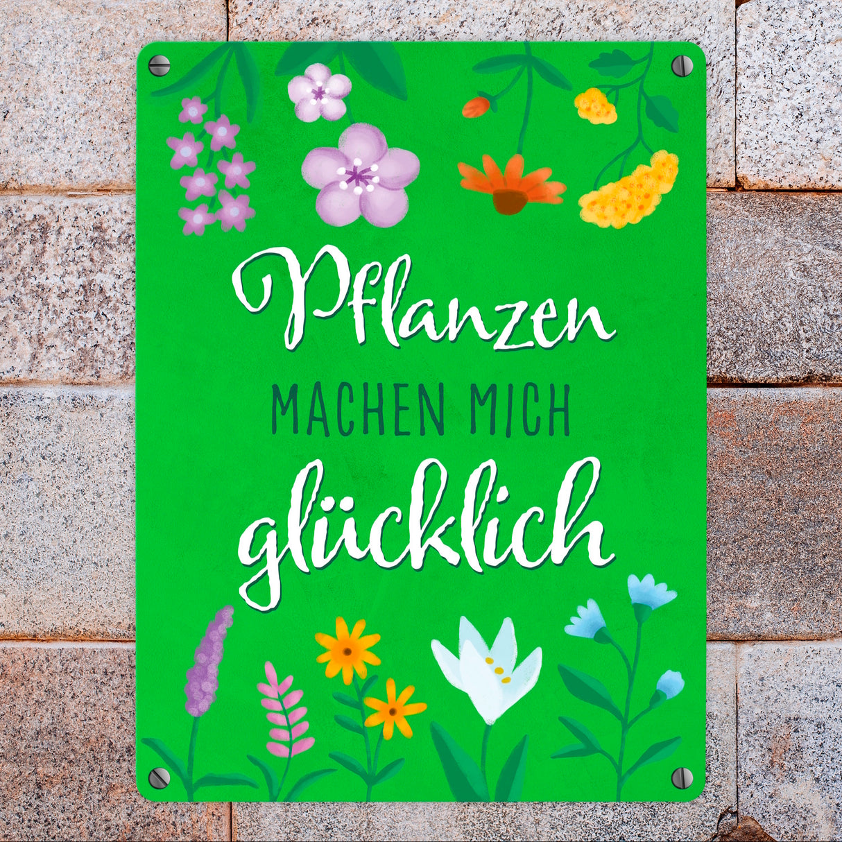 Pflanzen machen mich glücklich Metallschild für Gartenfreunde