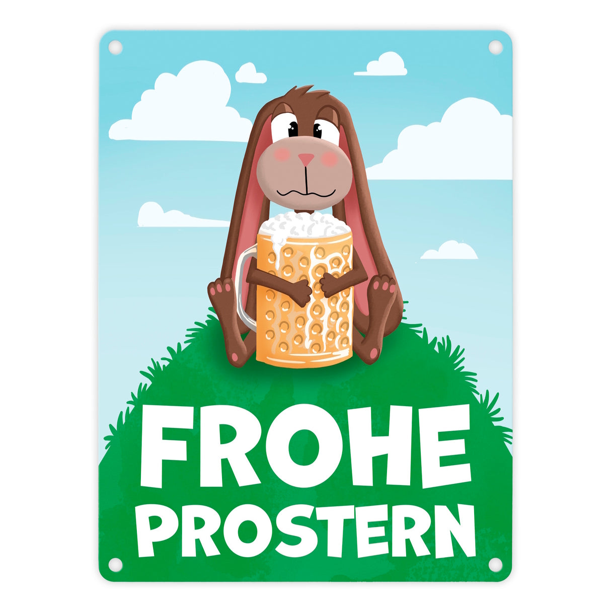 Frohe Prostern betrunkener Osterhase Metallschild für Ostern