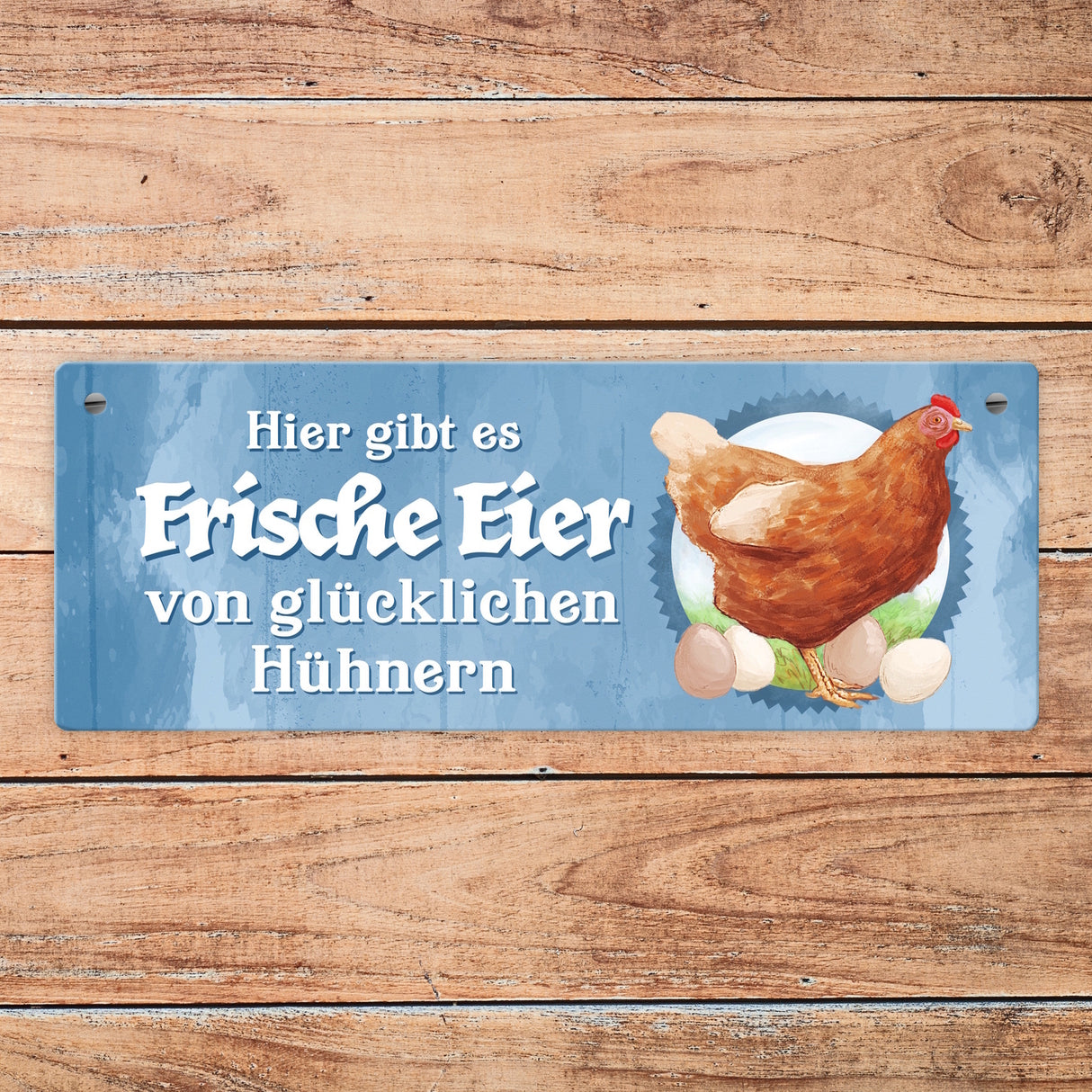Frische Eier von glücklichen Hühnern Metallschild