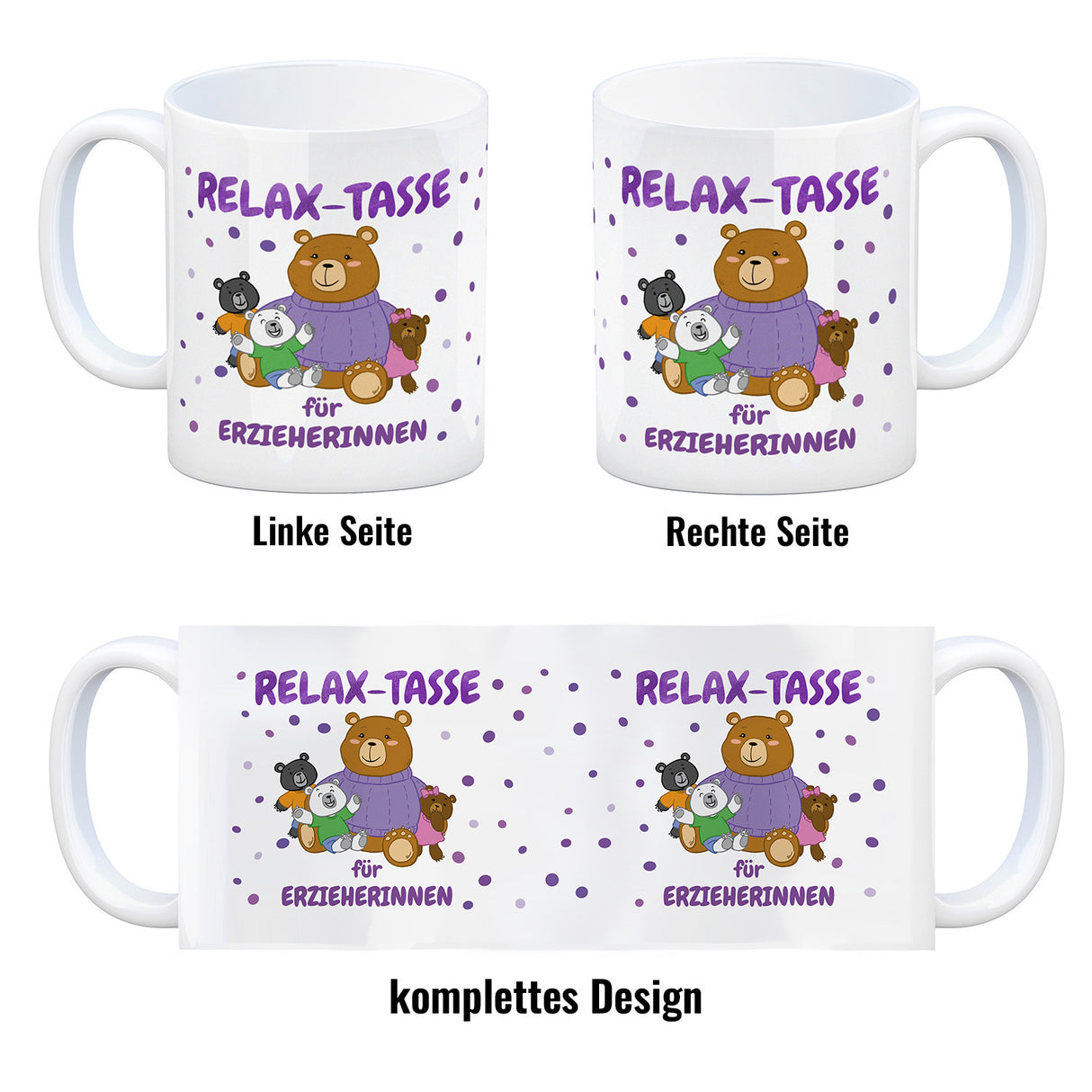 Relax Tasse für Erzieherinnen Kaffeebecher mit süßem Bär-Motiv