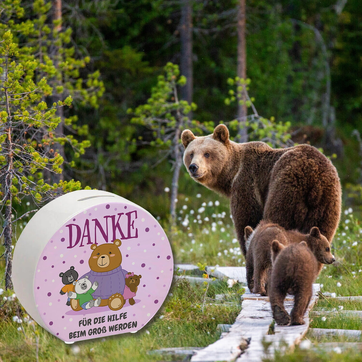 Danke Spardose für Erzieherinnen mit süßen Bären