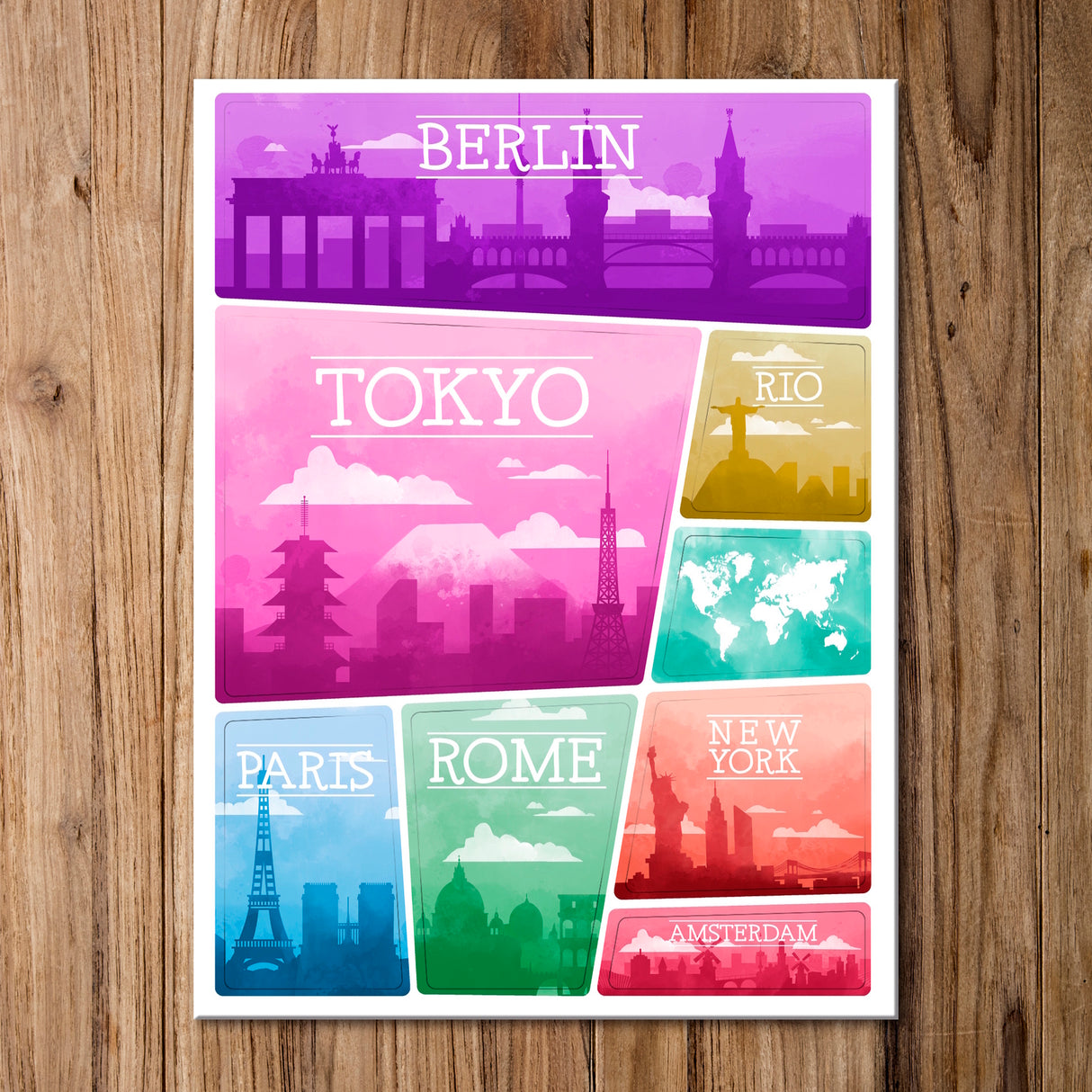 Großstadt Skylines Kühlschrankmagnete 8er Set Städtetrip