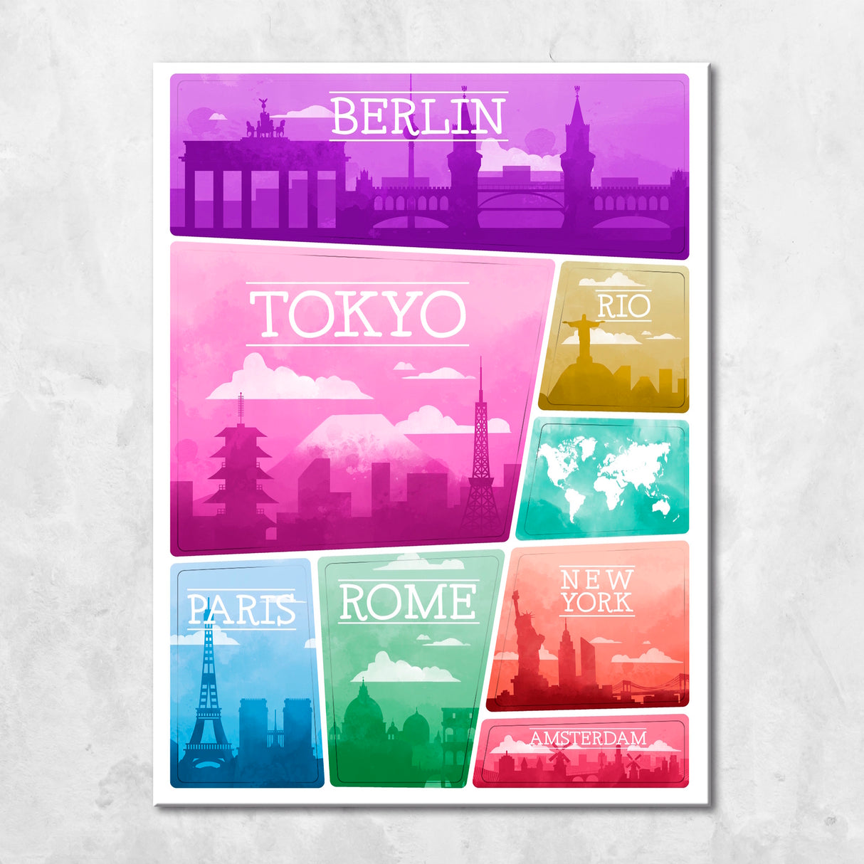 Großstadt Skylines Kühlschrankmagnete 8er Set Städtetrip