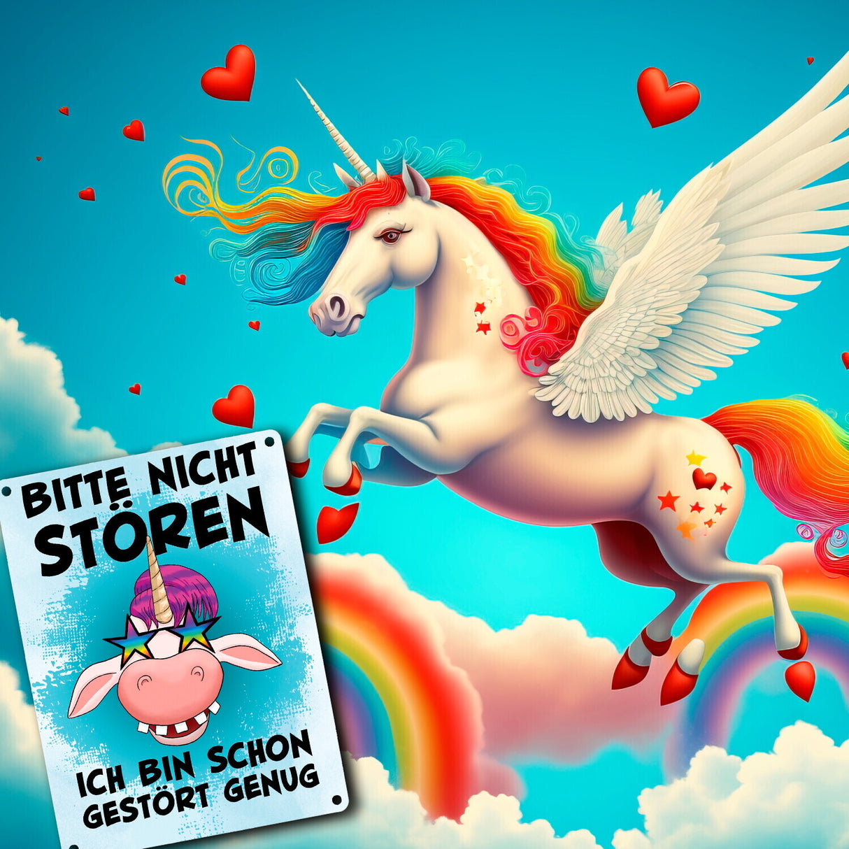 Bitte nicht stören ich bin schon gestört genug Einhorn Metallschild