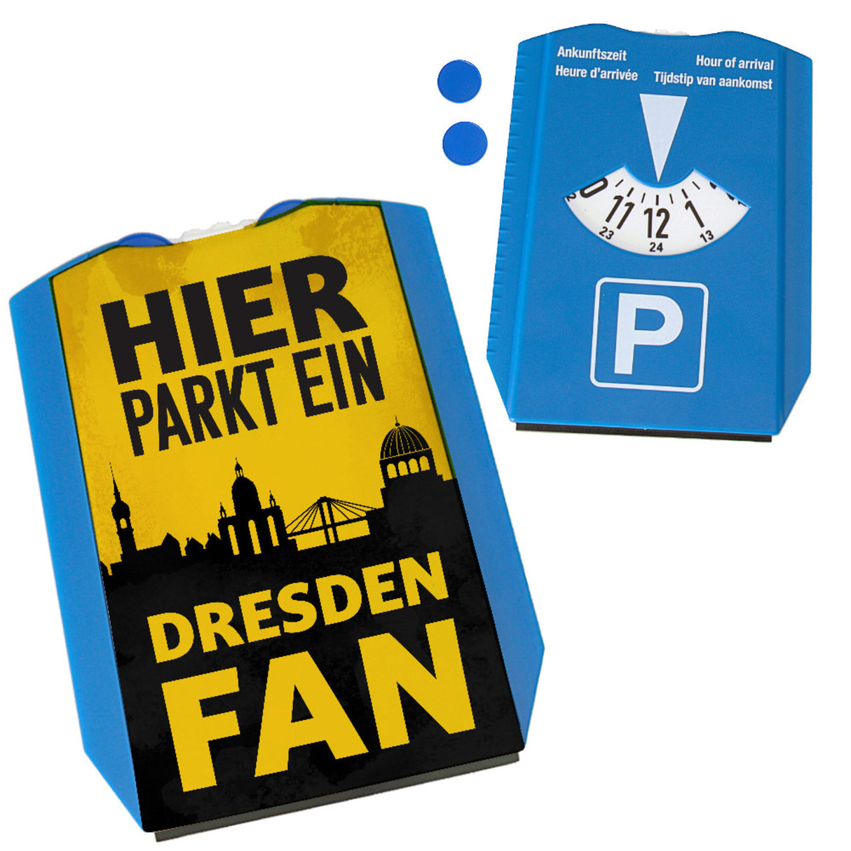 Hier parkt ein Dresden Fan Parkscheibe in Gelb Schwarz