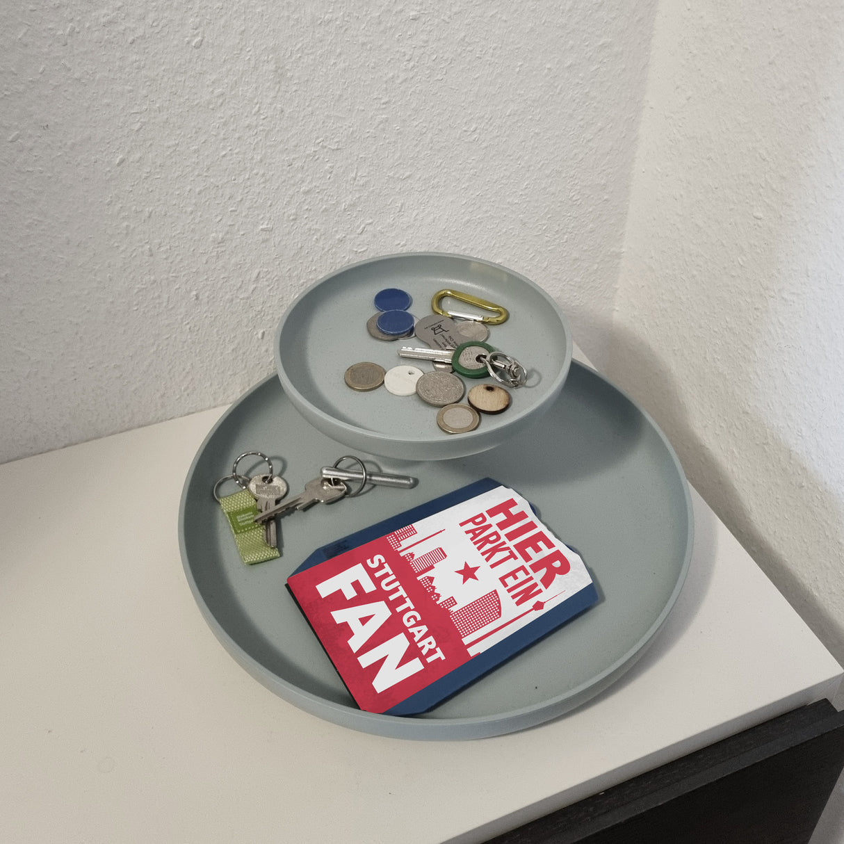 Hier parkt ein Stuttgart Fan Parkscheibe in Rot Weiß