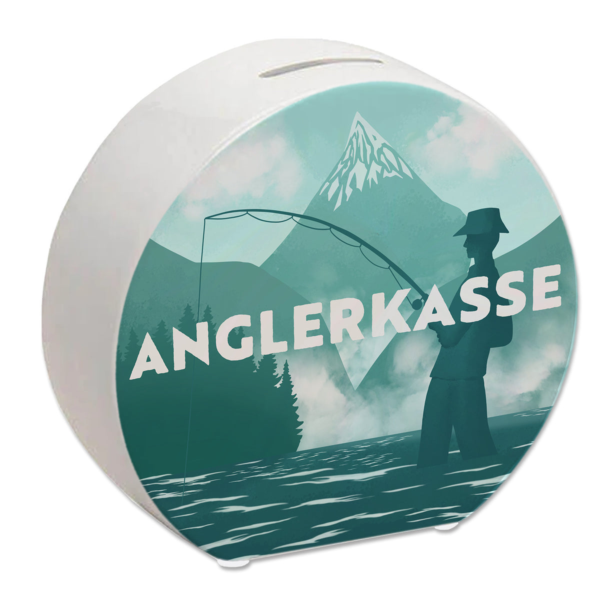 Anglerkasse Spardose mit Anglermotiv für Angler