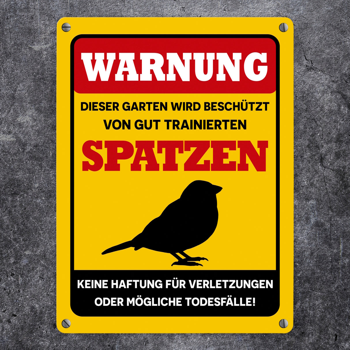 Warnung dieser Garten wird beschützt von Spatzen Metallschild