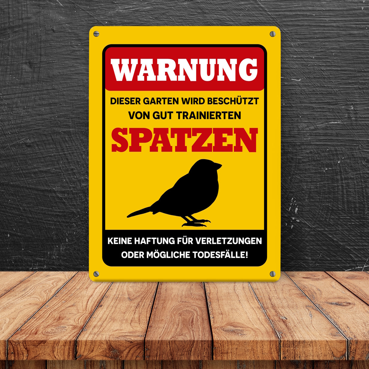 Warnung dieser Garten wird beschützt von Spatzen Metallschild