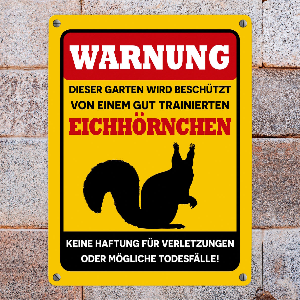 Warnung dieser Garten wird beschützt von einem Eichhörnchen Metallschild