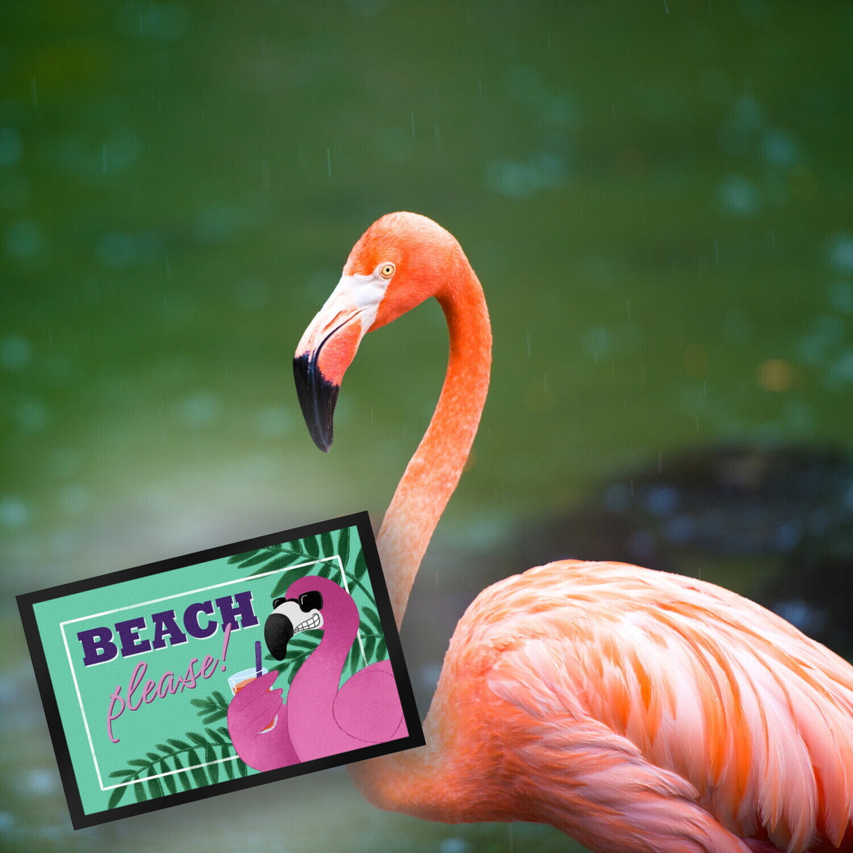 Beach please Fußmatte mit coolem Flamingo
