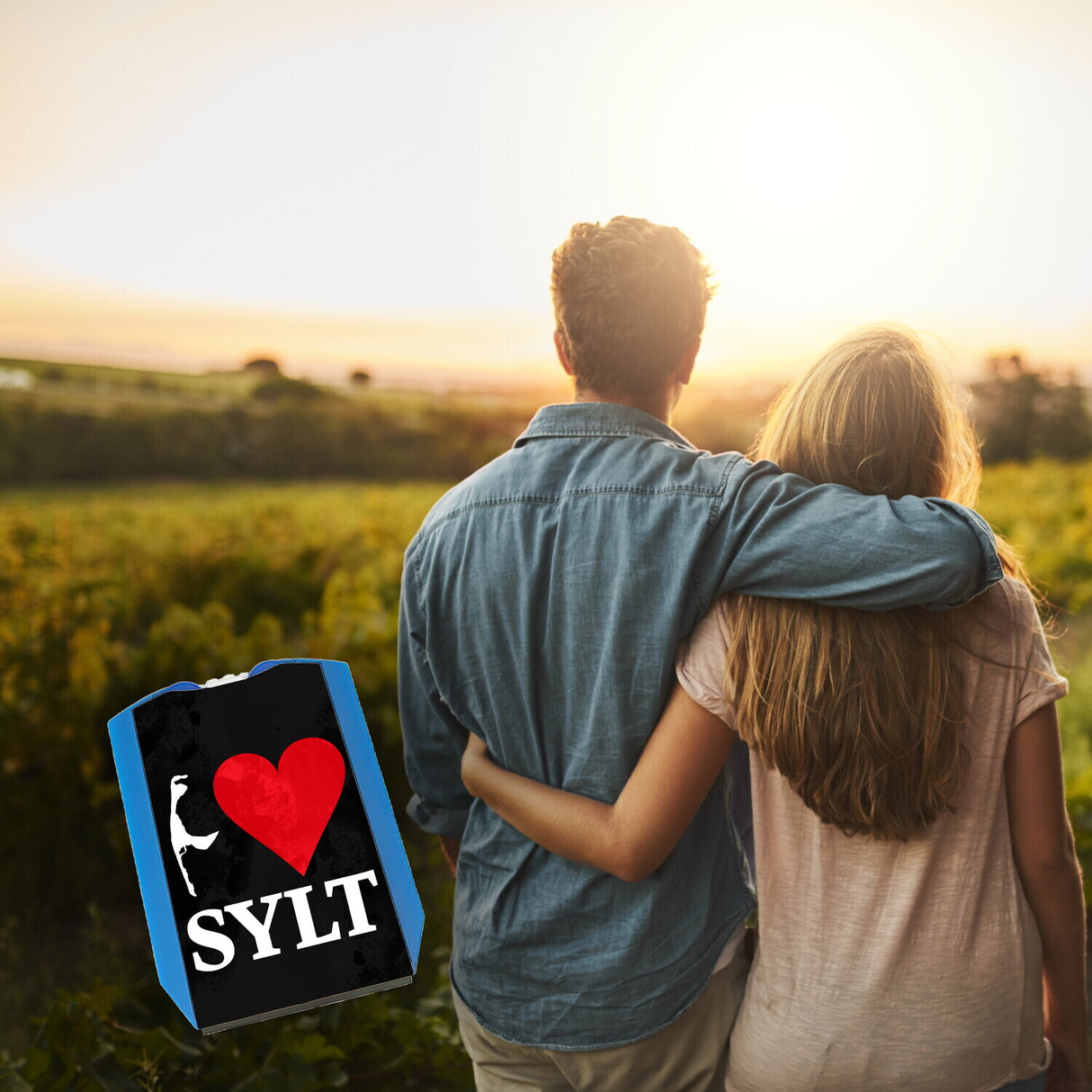 I love Sylt Parkscheibe mit Herz und Inselsilhouette und 2 Einkaufswagenchips