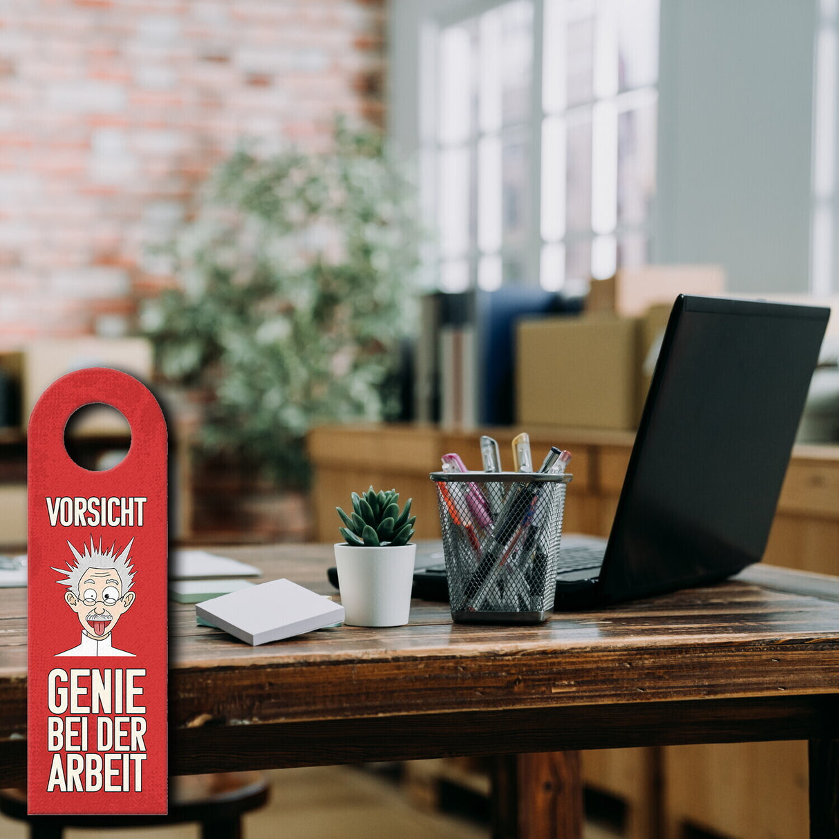 Vorsicht Genie bei der Arbeit Türhänger