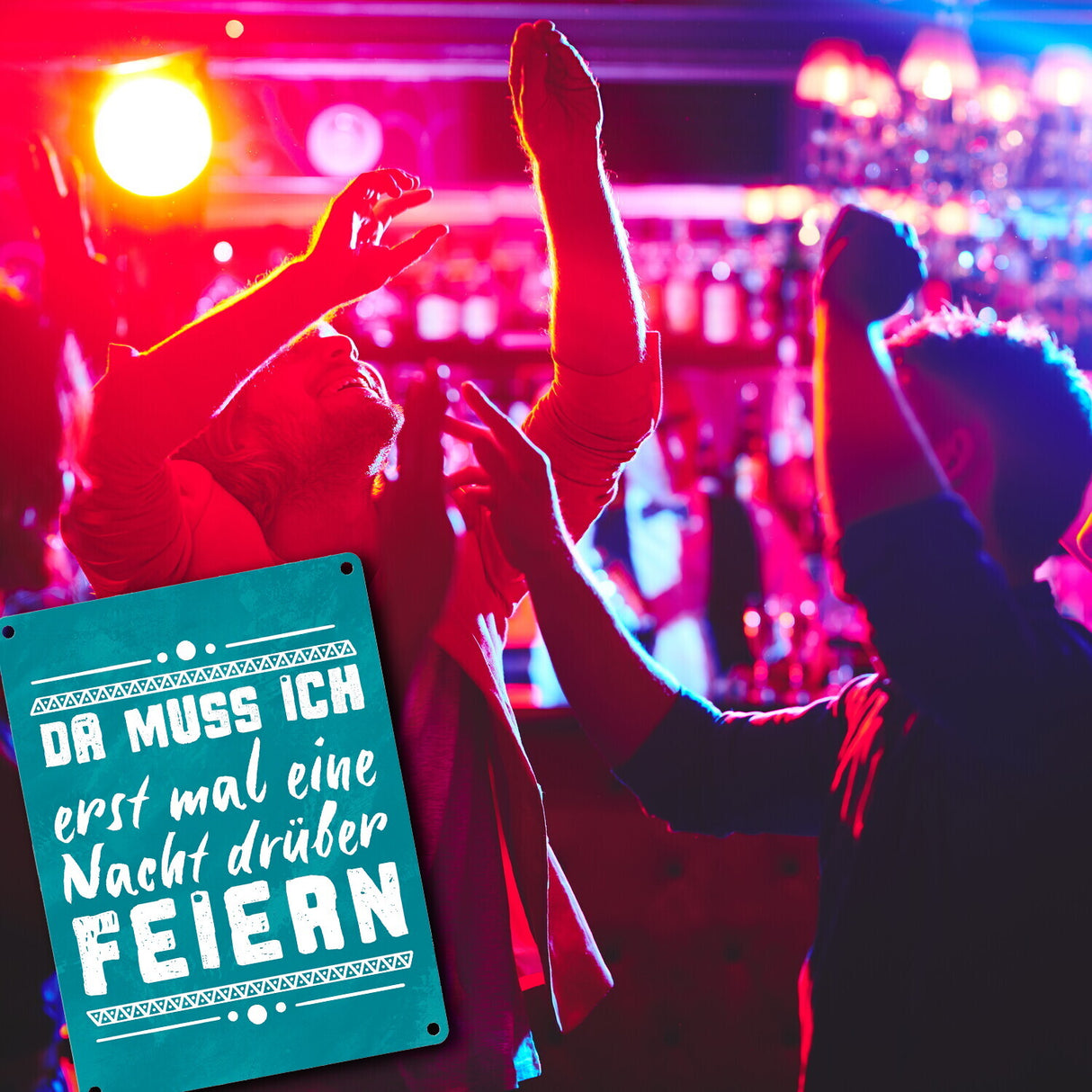 Da muss ich erst mal eine Nacht drüber feiern Metallschild