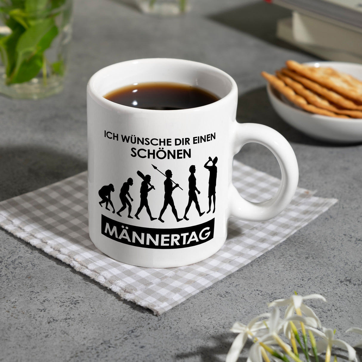 Ich wünsche dir einen schönen Männertag Kaffeebecher Evolution des Menschen