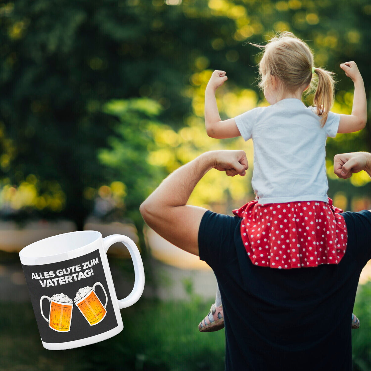 Alles gute zum Vatertag Kaffeebecher mit prostenden Bierkrügen