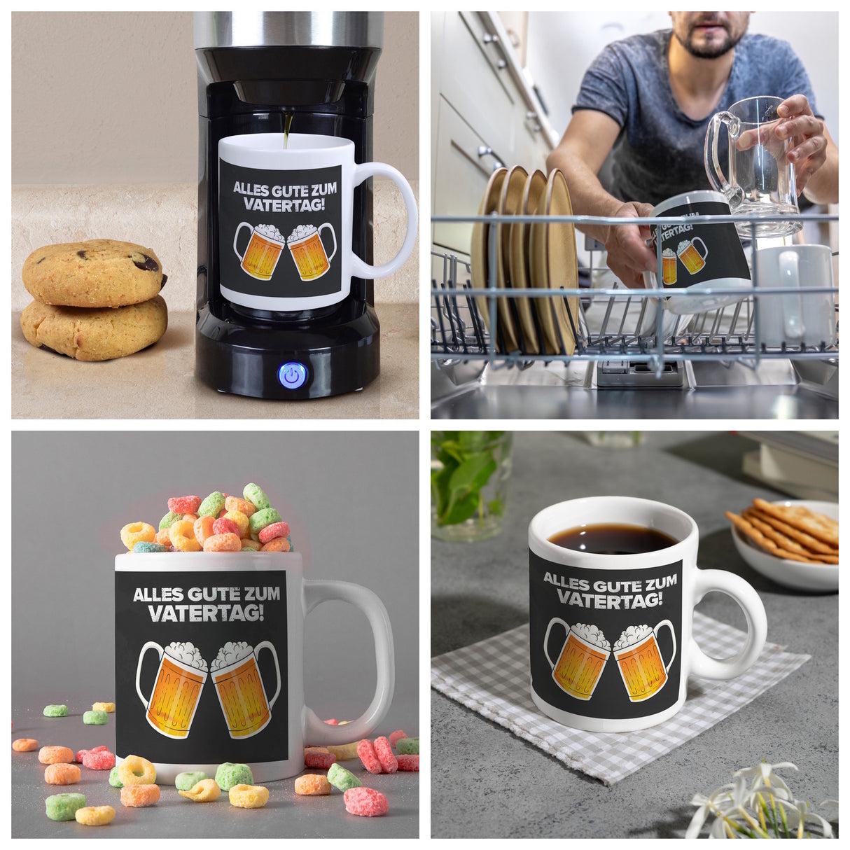 Alles gute zum Vatertag Kaffeebecher mit prostenden Bierkrügen