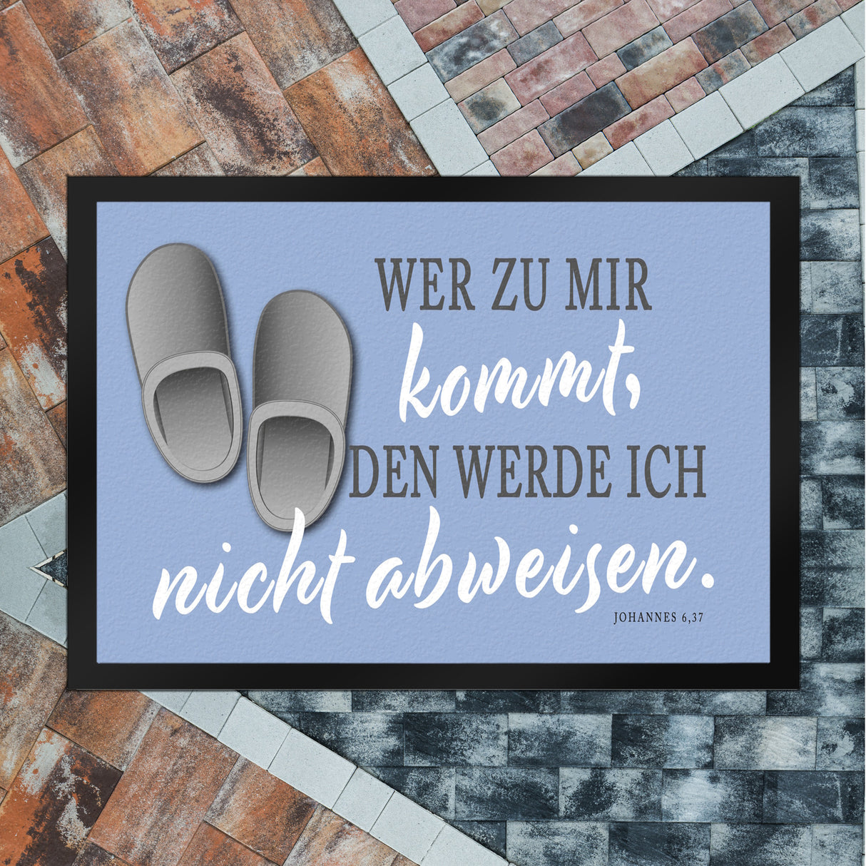 Fußmatte mit Bibelvers aus dem Johannes Evangelium