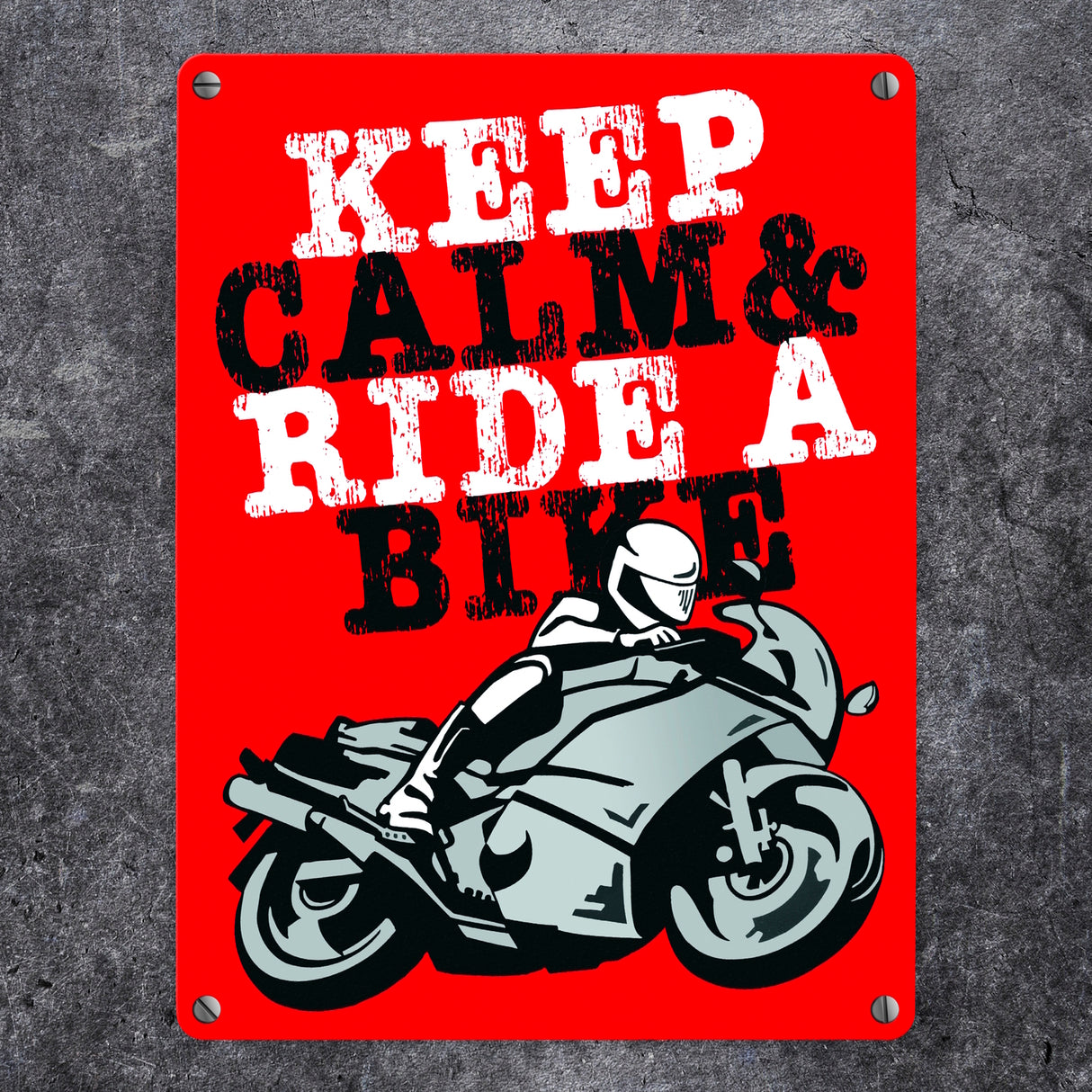 Keep calm & ride a bike Metallschild zum Thema Motorrad fahren