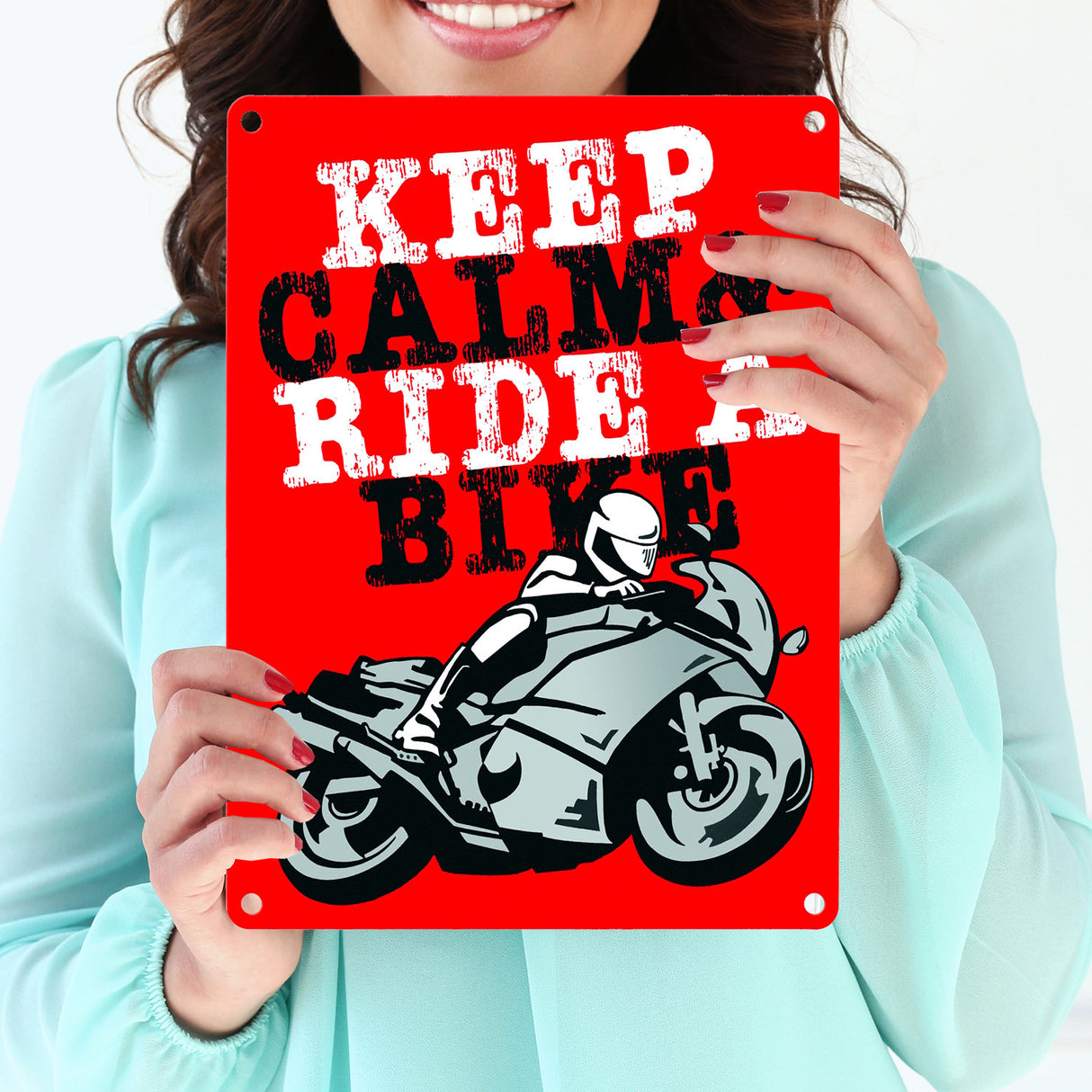 Keep calm & ride a bike Metallschild zum Thema Motorrad fahren