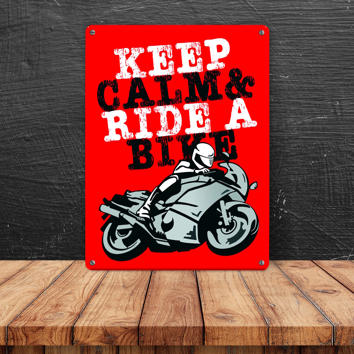 Keep calm & ride a bike Metallschild zum Thema Motorrad fahren