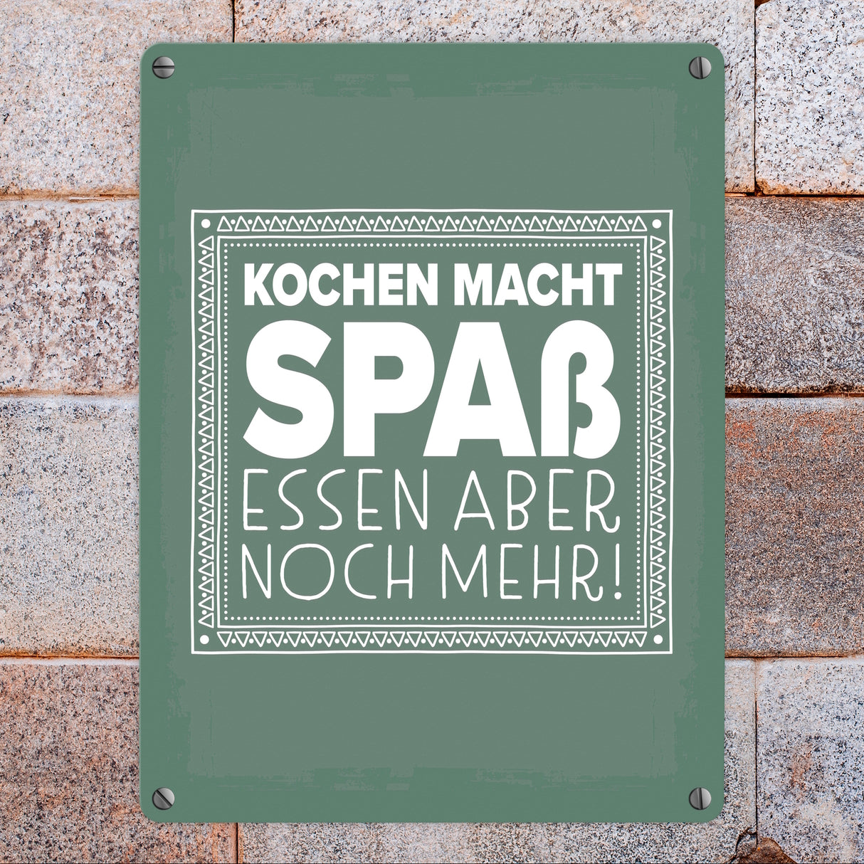 Kochen macht Spaß, essen aber noch mehr Metallschild