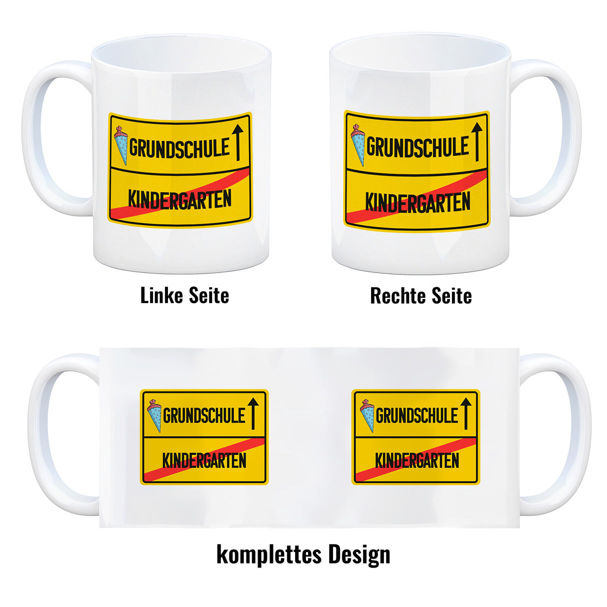 Grundschule Ortsschild Kaffeebecher zur Einschulung