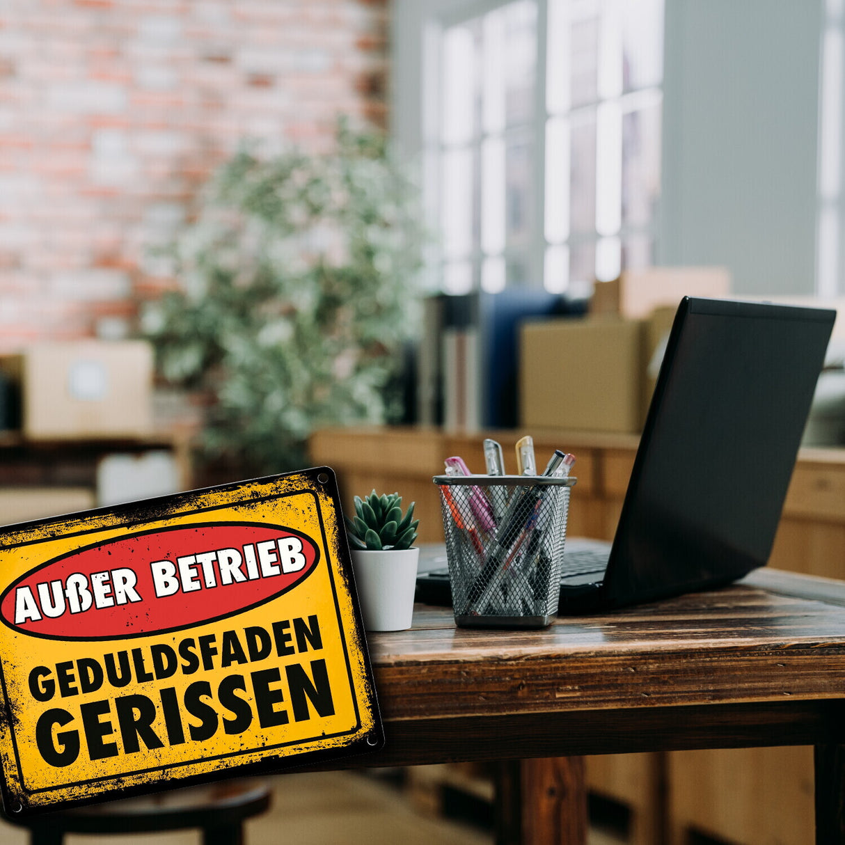 Außer Betrieb - Geduldsfaden gerissen Metallschild im Used-Look