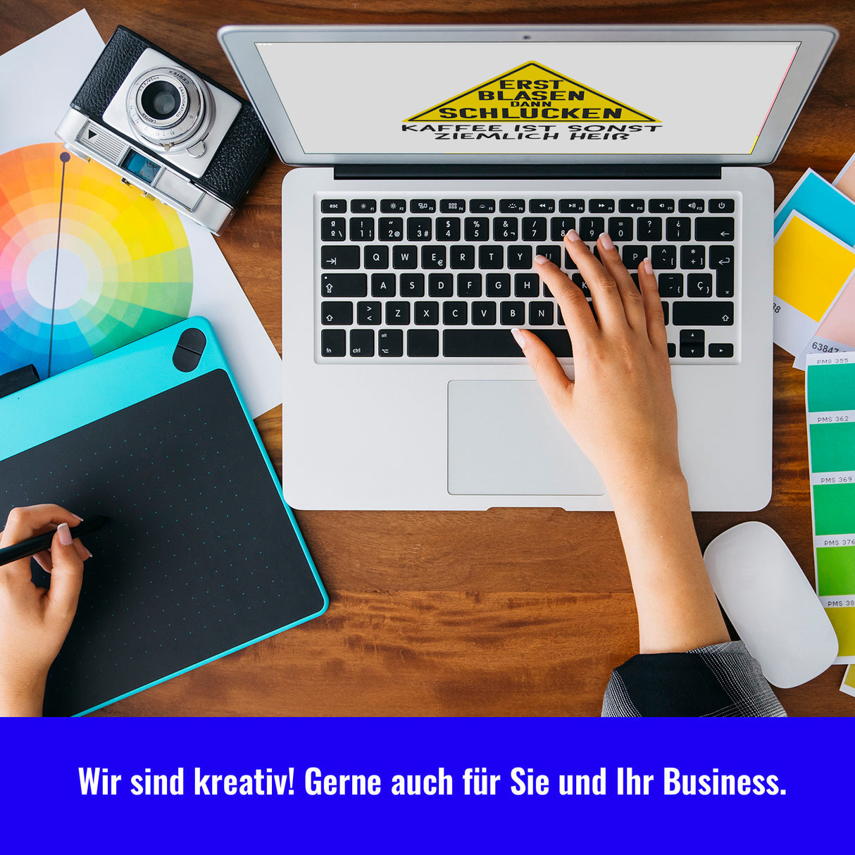 Erst blasen dann schlucken Kaffeebecher mit Spruch
