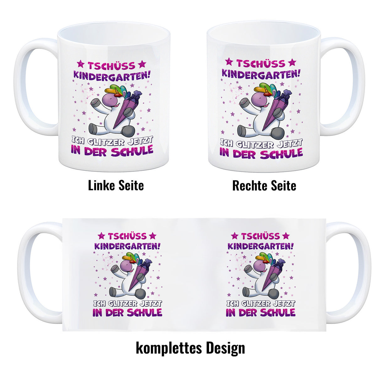 Tschüss Kindergarten Einhorn Kaffeebecher für die Einschulung