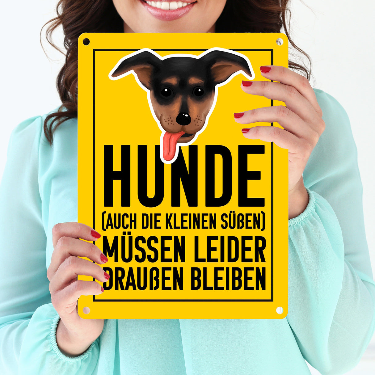 Hunde (auch die kleinen Süßen) müssen draußen bleiben Metallschild