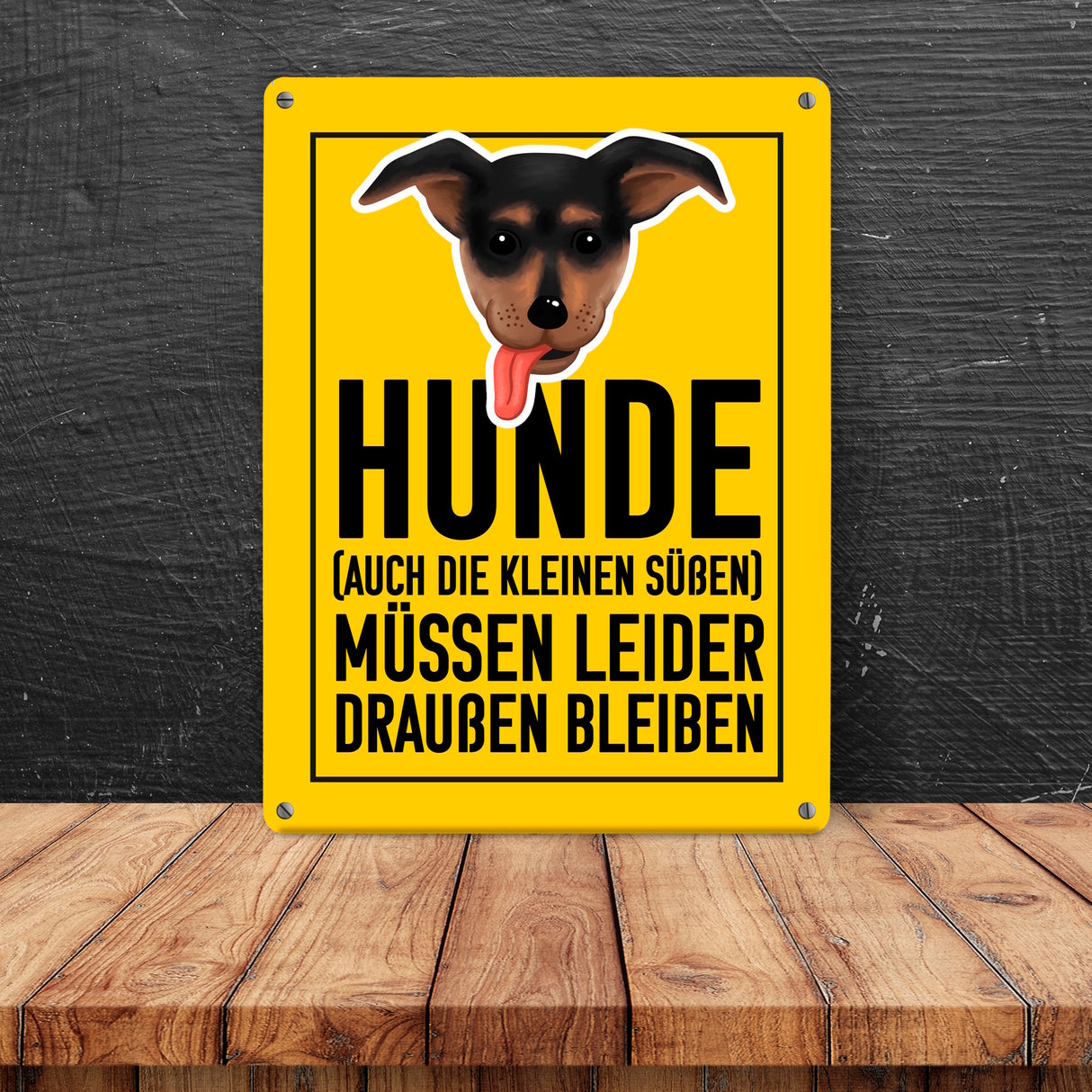 Hunde (auch die kleinen Süßen) müssen draußen bleiben Metallschild