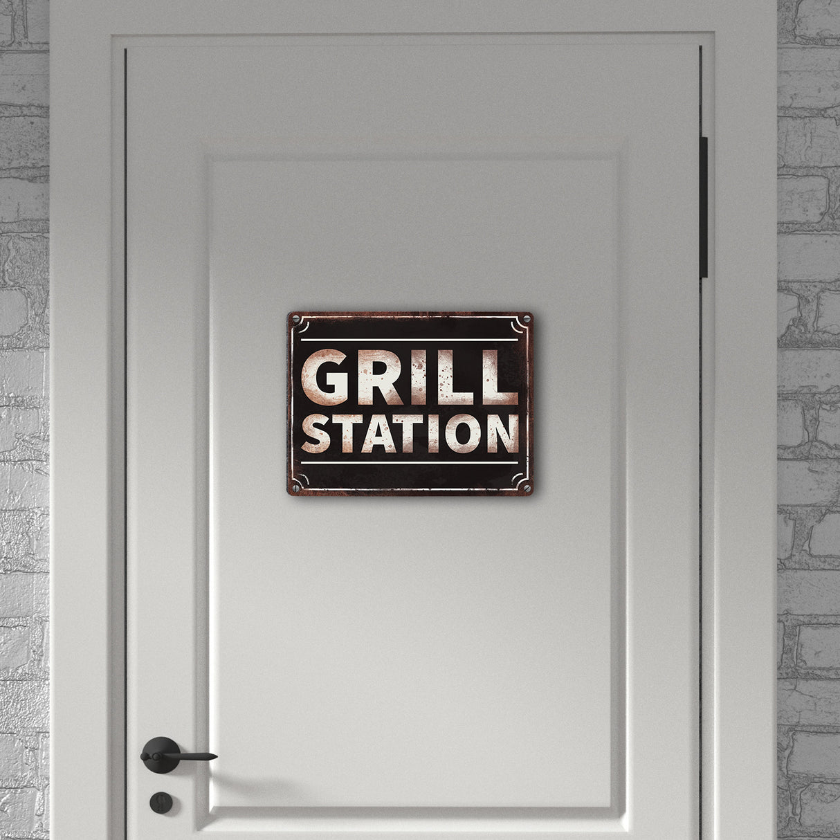 Grillstation Metallschild in Rostoptik
