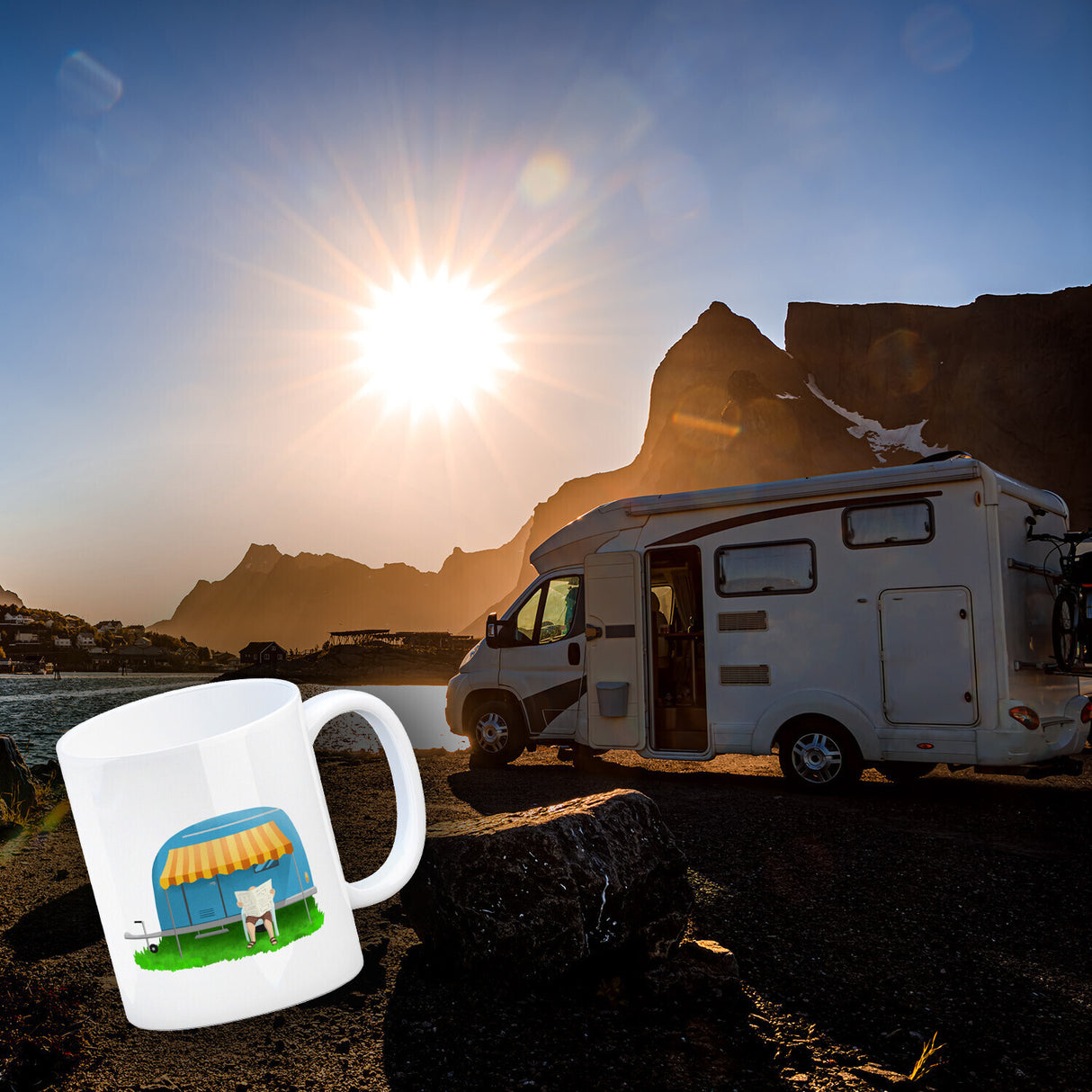 Ich bin Rentner Campen ist mein Beruf Kaffeebecher mit Wohnwagen