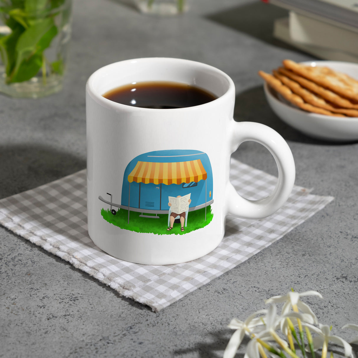 Ich bin Rentner Campen ist mein Beruf Kaffeebecher mit Wohnwagen