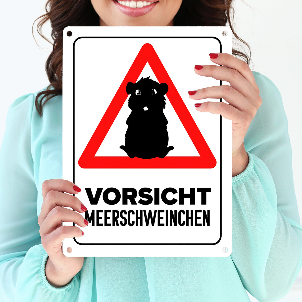 Vorsicht Meerschweinchen Metallschild mit Meerschweinchen Silhouette