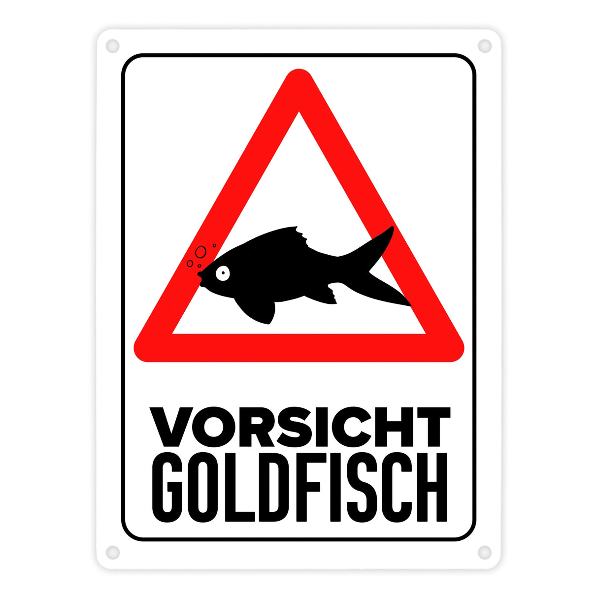 Vorsicht Goldfisch Metallschild mit Goldfisch Silhouette