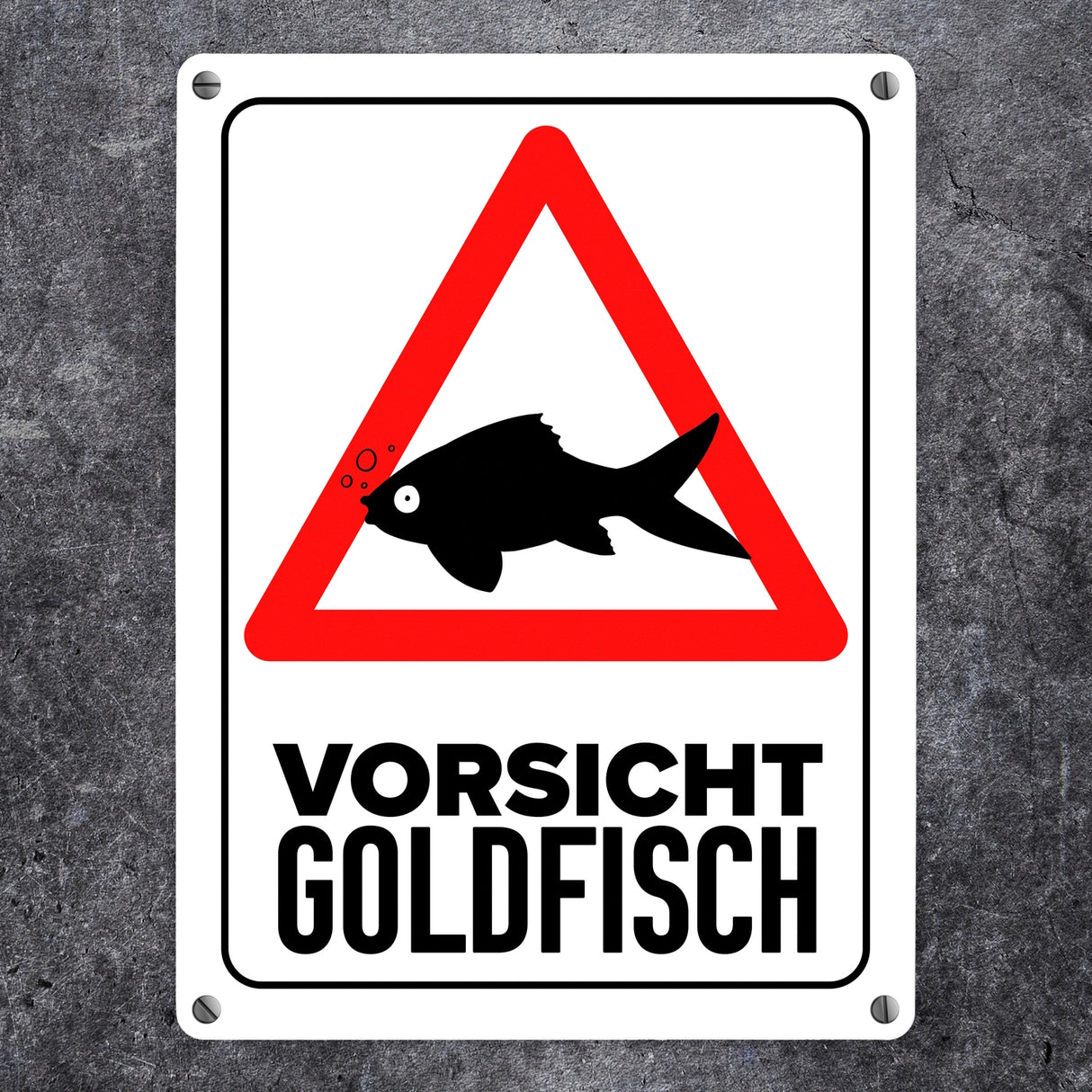 Vorsicht Goldfisch Metallschild mit Goldfisch Silhouette