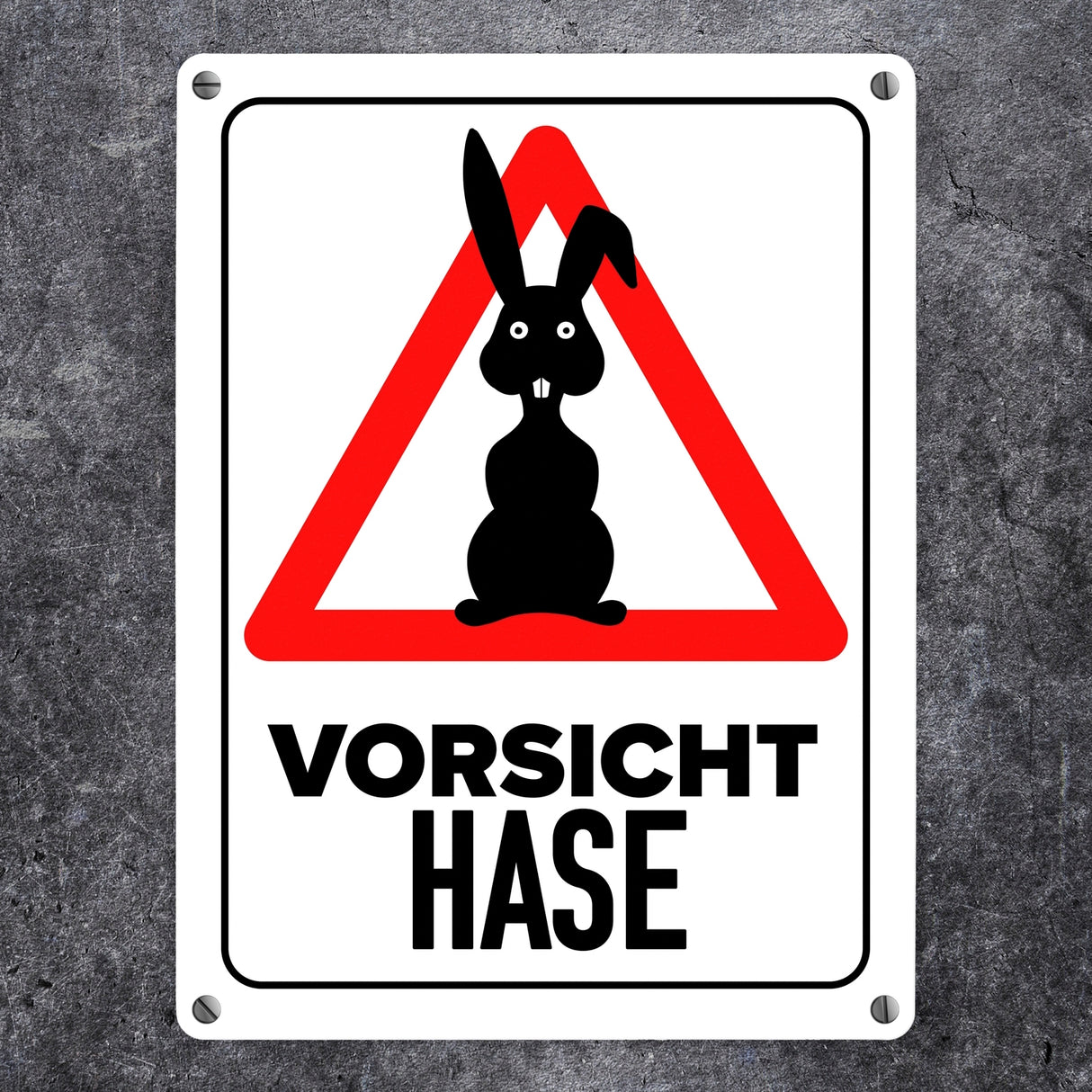 Vorsicht Hase Metallschild mit Hasen Silhouette