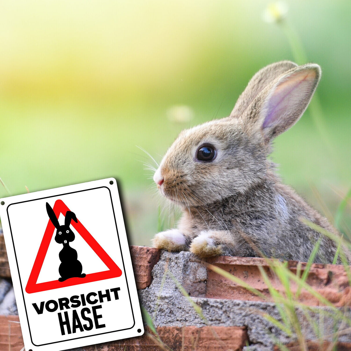 Vorsicht Hase Metallschild mit Hasen Silhouette
