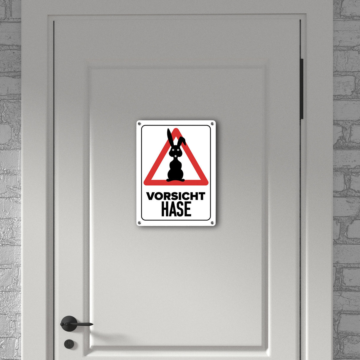 Vorsicht Hase Metallschild mit Hasen Silhouette