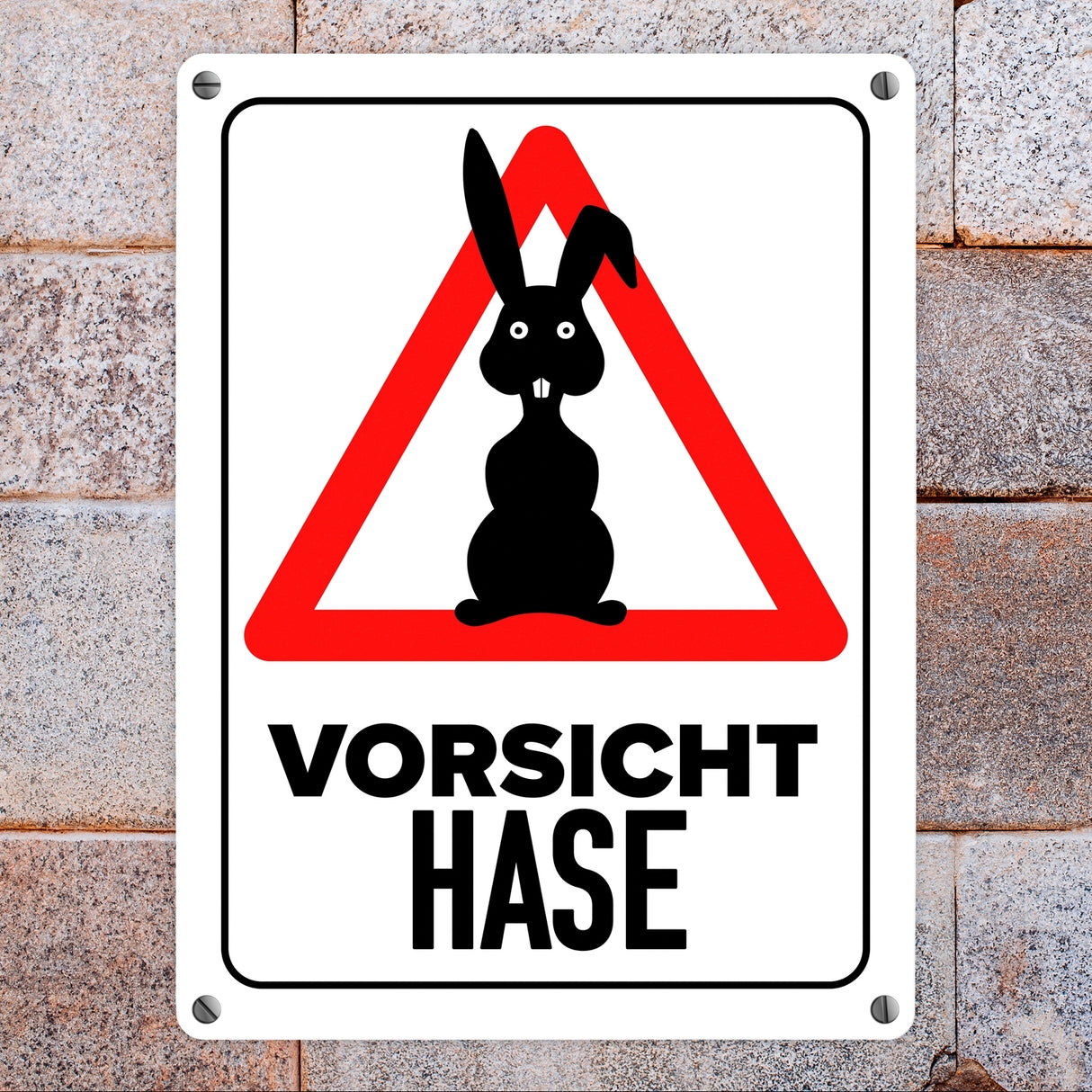Vorsicht Hase Metallschild mit Hasen Silhouette