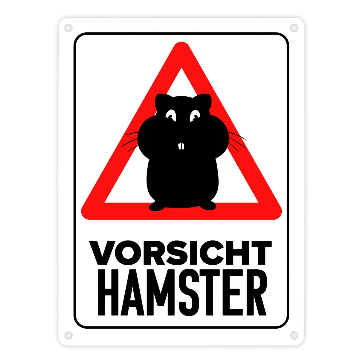 Vorsicht Hamster Metallschild mit Hamster Silhouette