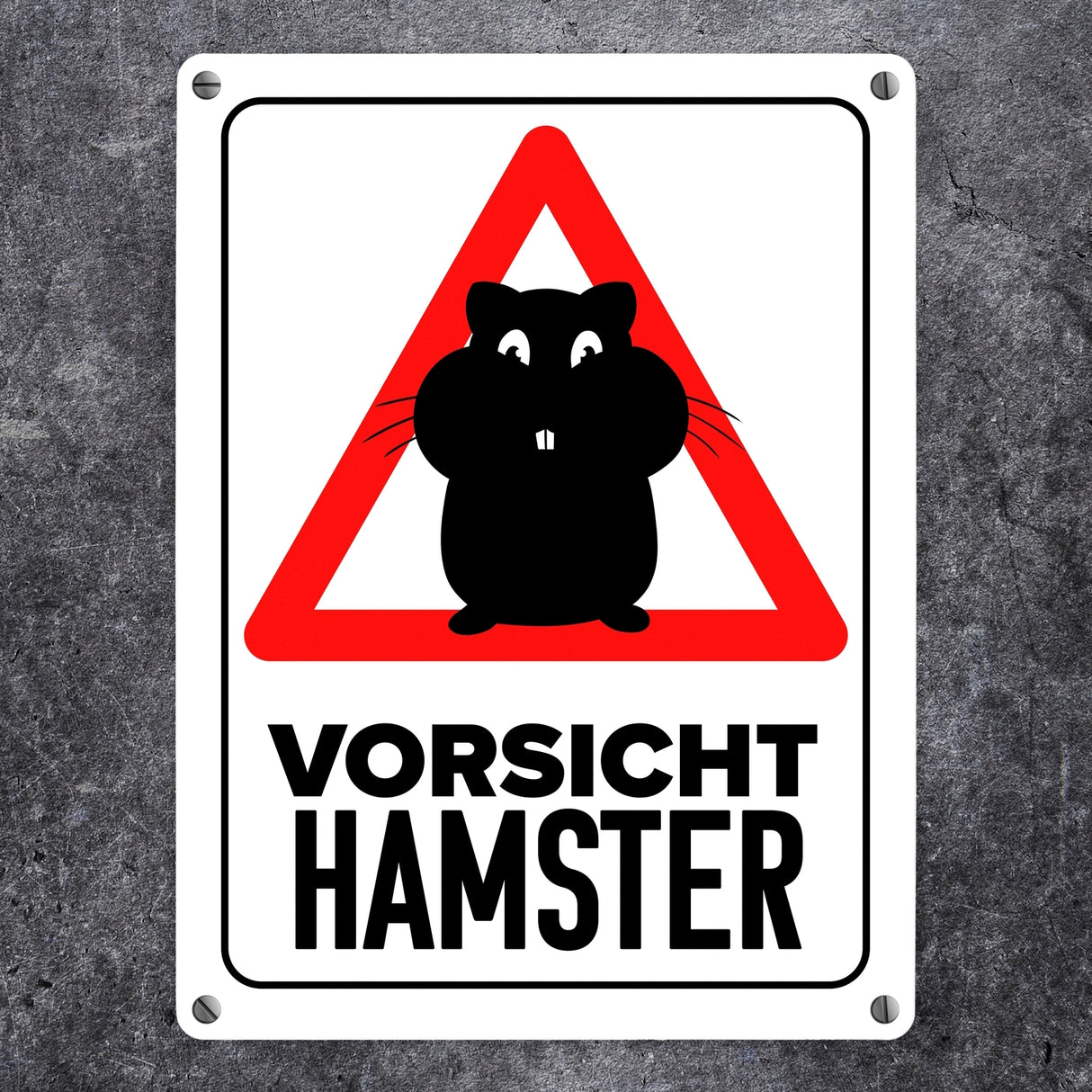 Vorsicht Hamster Metallschild mit Hamster Silhouette