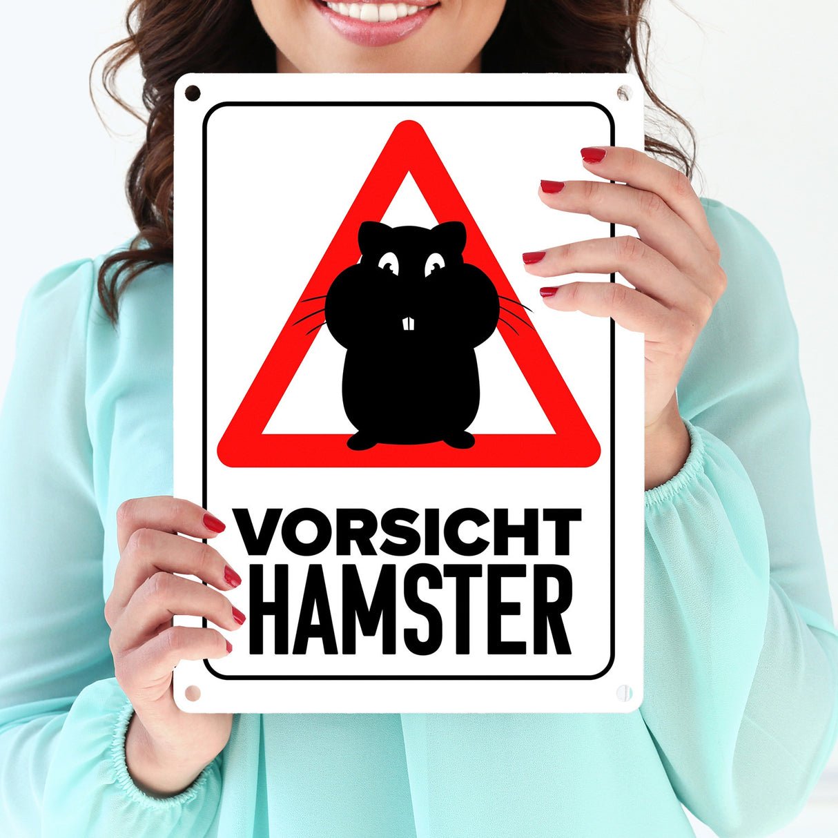 Vorsicht Hamster Metallschild mit Hamster Silhouette