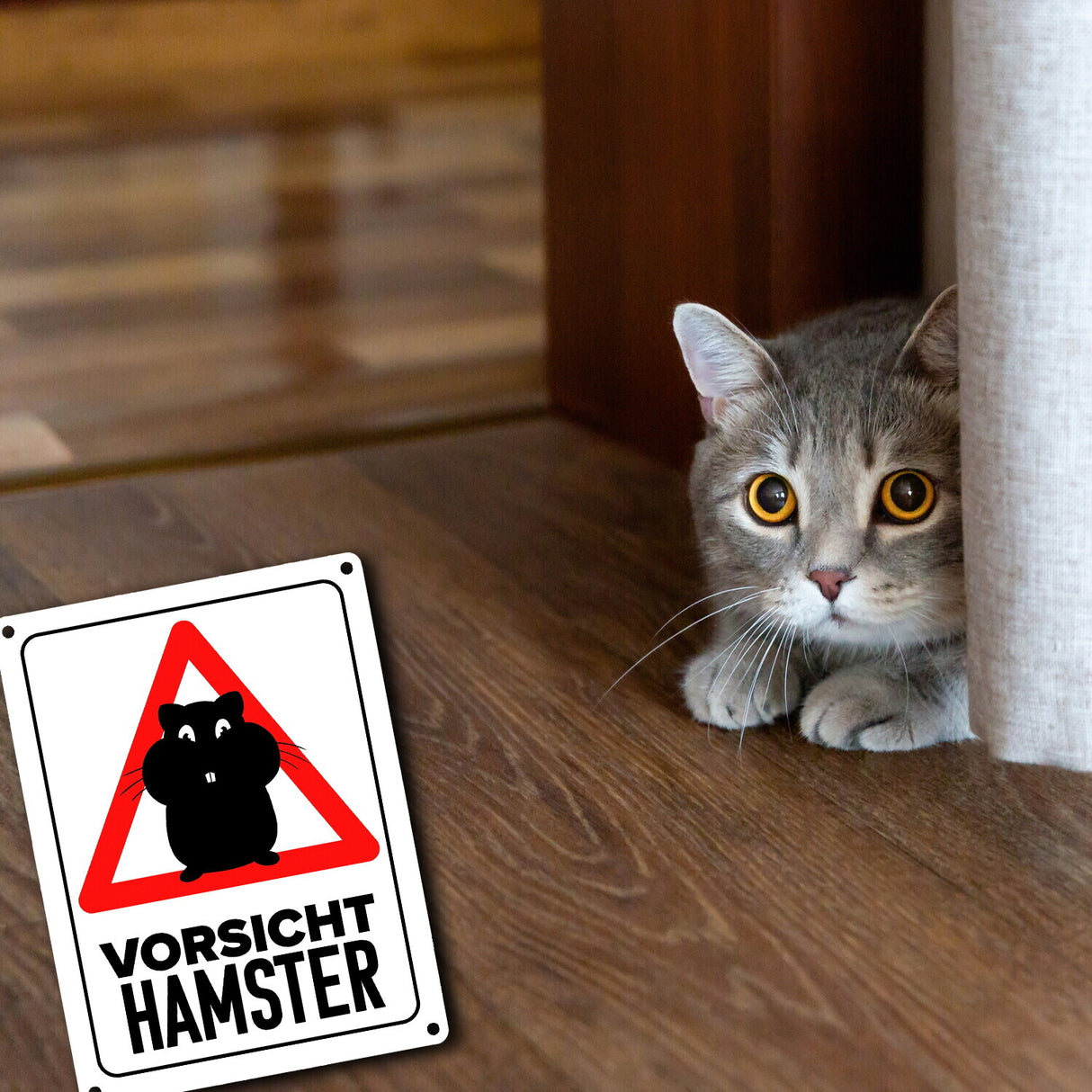 Vorsicht Hamster Metallschild mit Hamster Silhouette